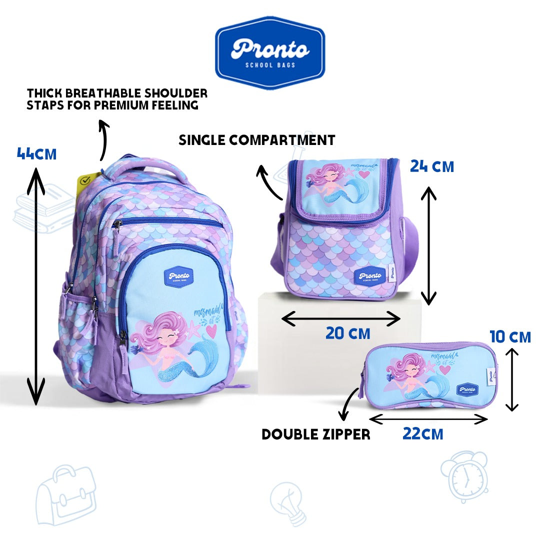Pronto Mermaid Backpack Set 17”