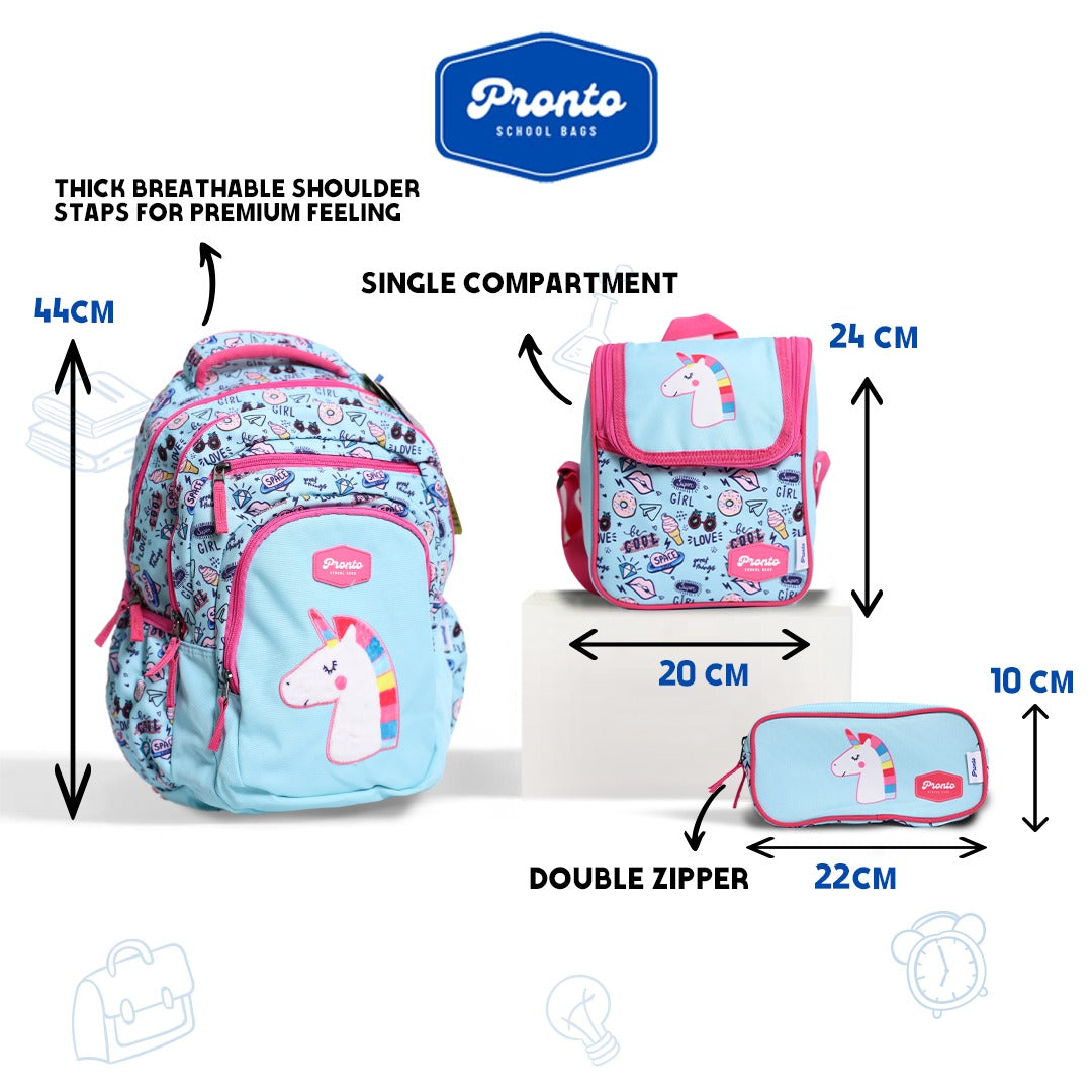 Pronto Unicorn Backpack Set 17”