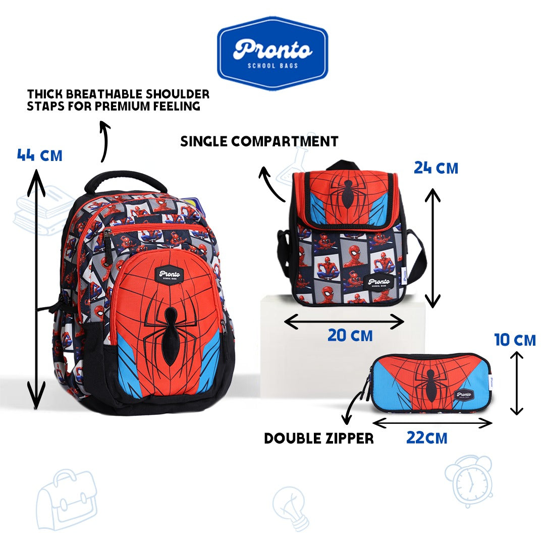 Pronto Spiderman Backpack Set 17”