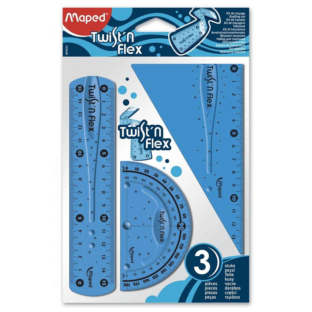 MAPED Twist and flex 15cm geometric rulers set