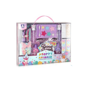 Makeup set with two folders and accessories in a box