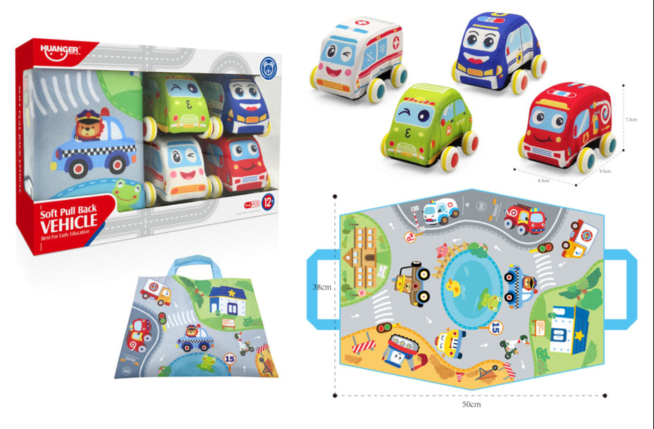 Soft pull back cars set