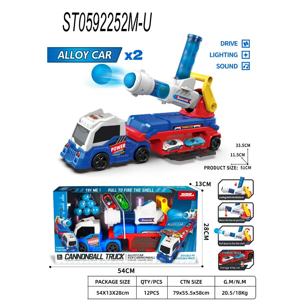 Tanker with large ball launcher in can