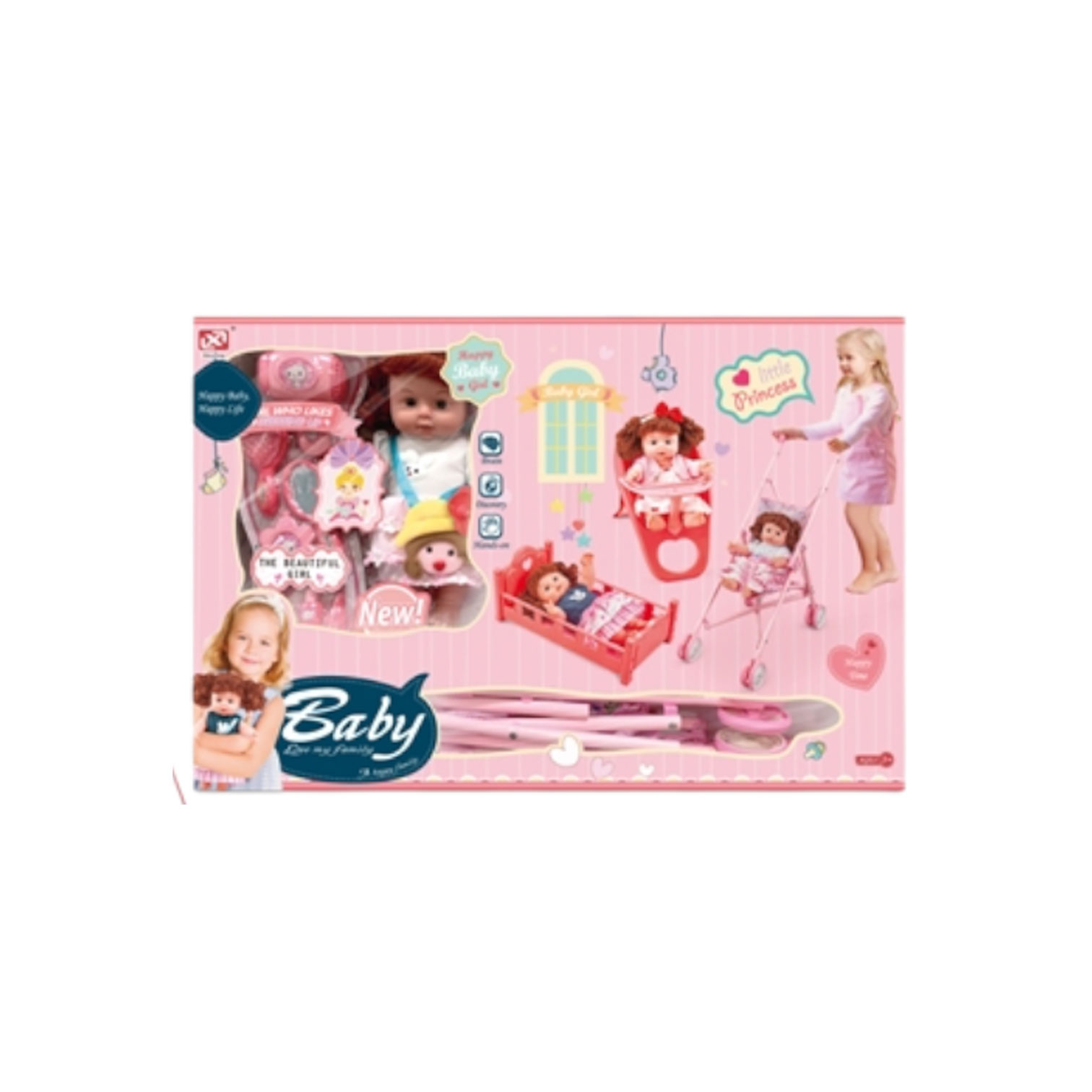 Girl with accessories in a box
