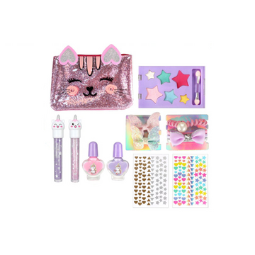 Makeup set with two folders and accessories in a box