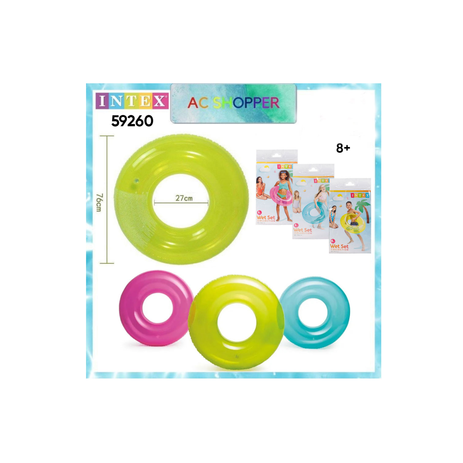 INTEX Swim Ring 76 cm Transparent Bagged