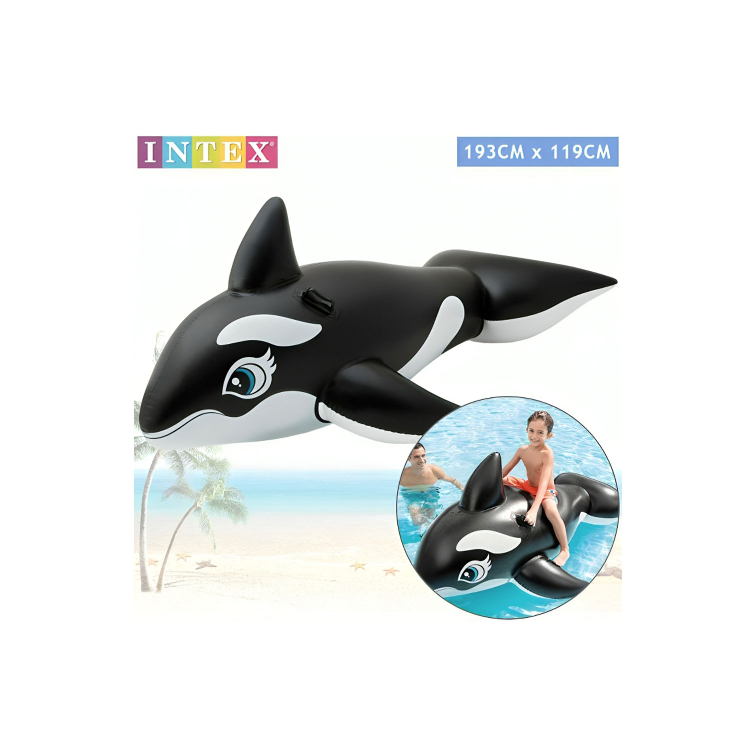 INTEX Black Inflatable Whale 193*119