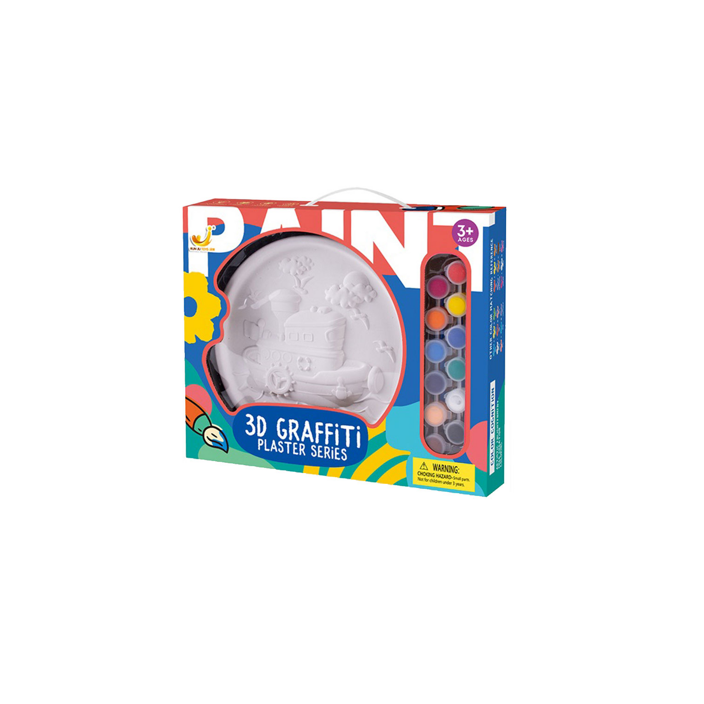 A coloring plate with a stand in a box