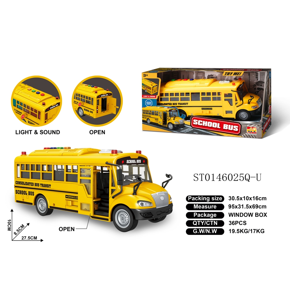 Yellow bus with light and musical in a box