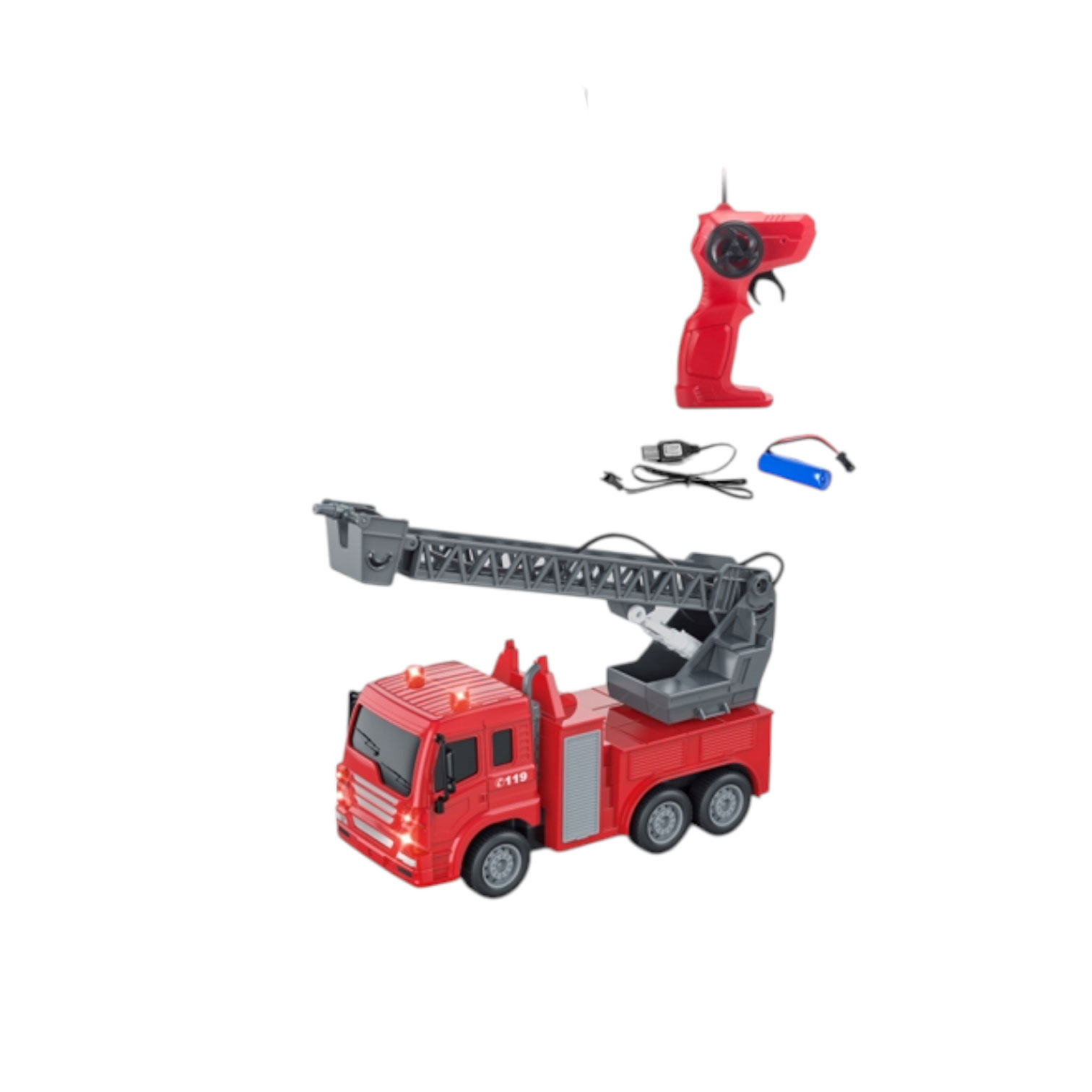 Large charging fire truck with can
